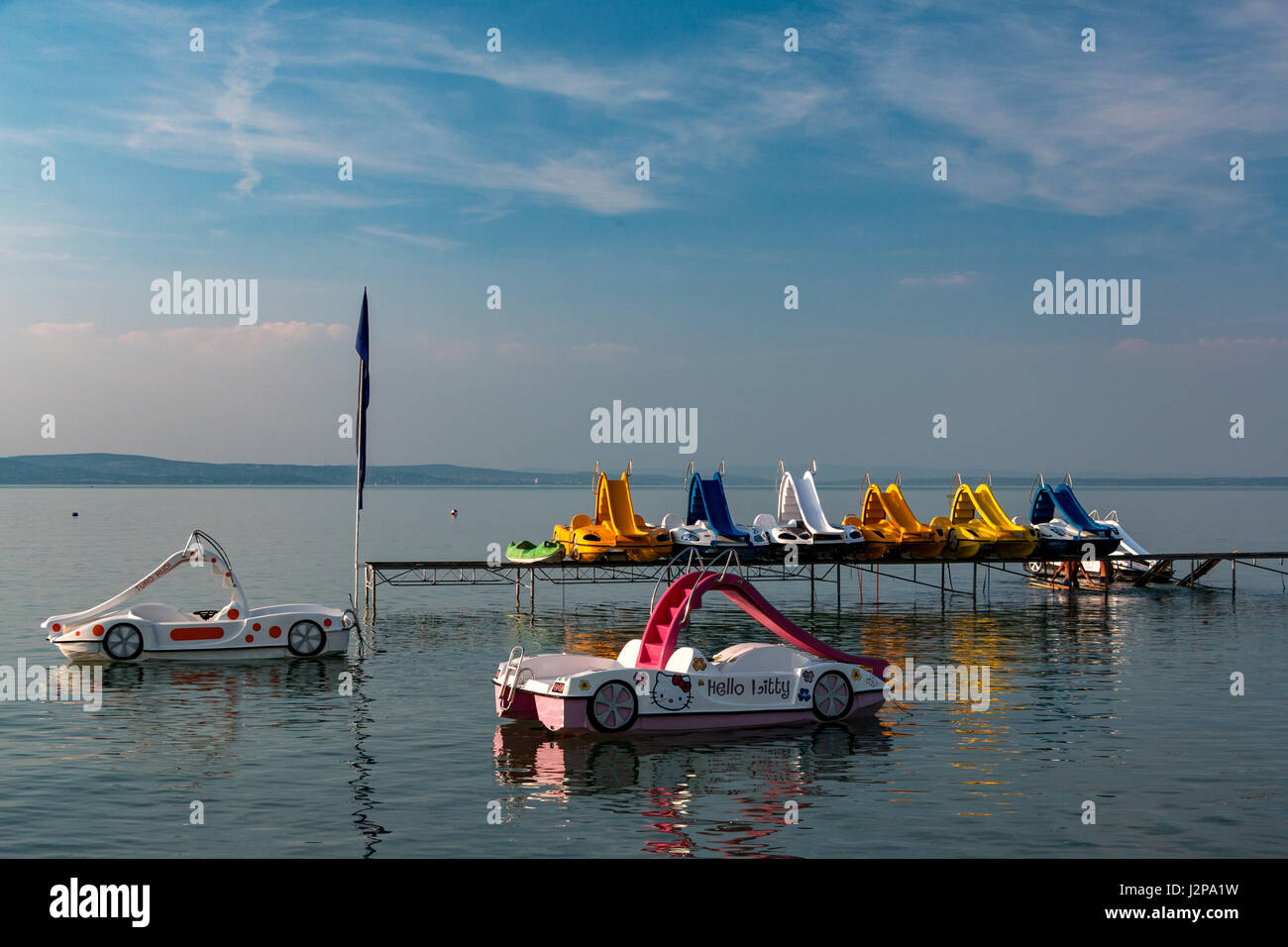 Paddle boats on Lake Balaton in the summer Stock Photo - Alamy