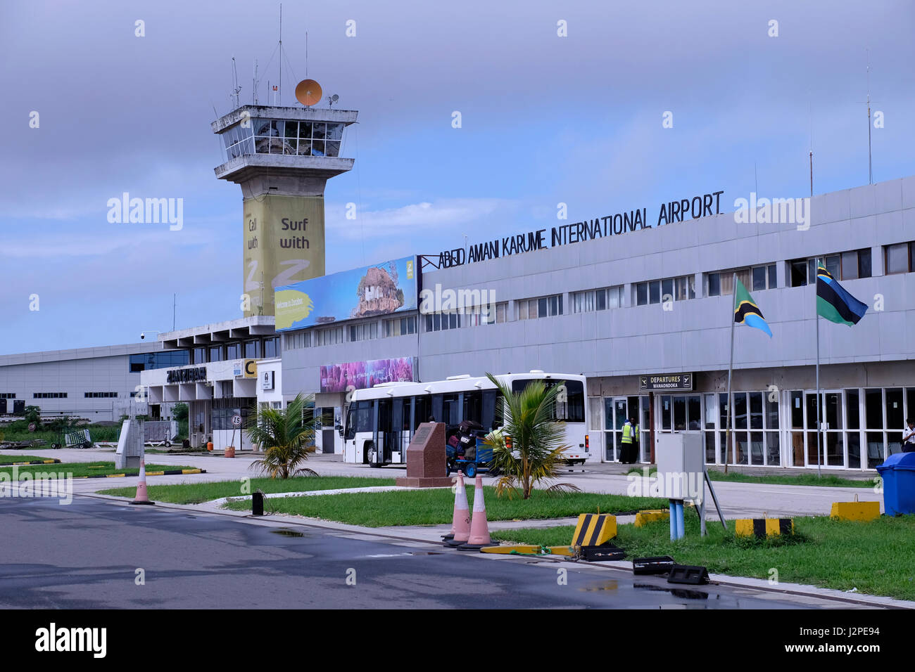 View of Abeid Amani Karume International Airport the main airport in the Zanzibar Archipelago located on Unguja Island south of Zanzibar City, the capital of Zanzibar a semi-autonomous part of Tanzania, in East Africa Stock Photo