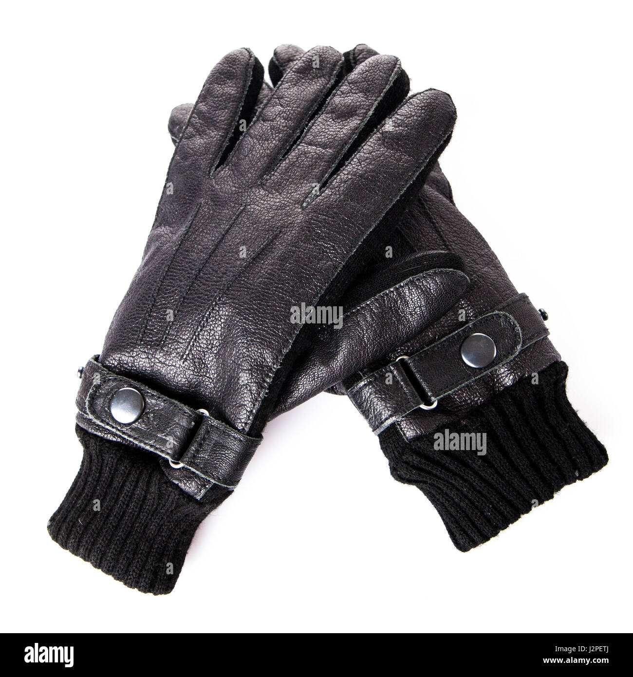 Black leather gloves. Men's black leather gloves Stock Photo - Alamy