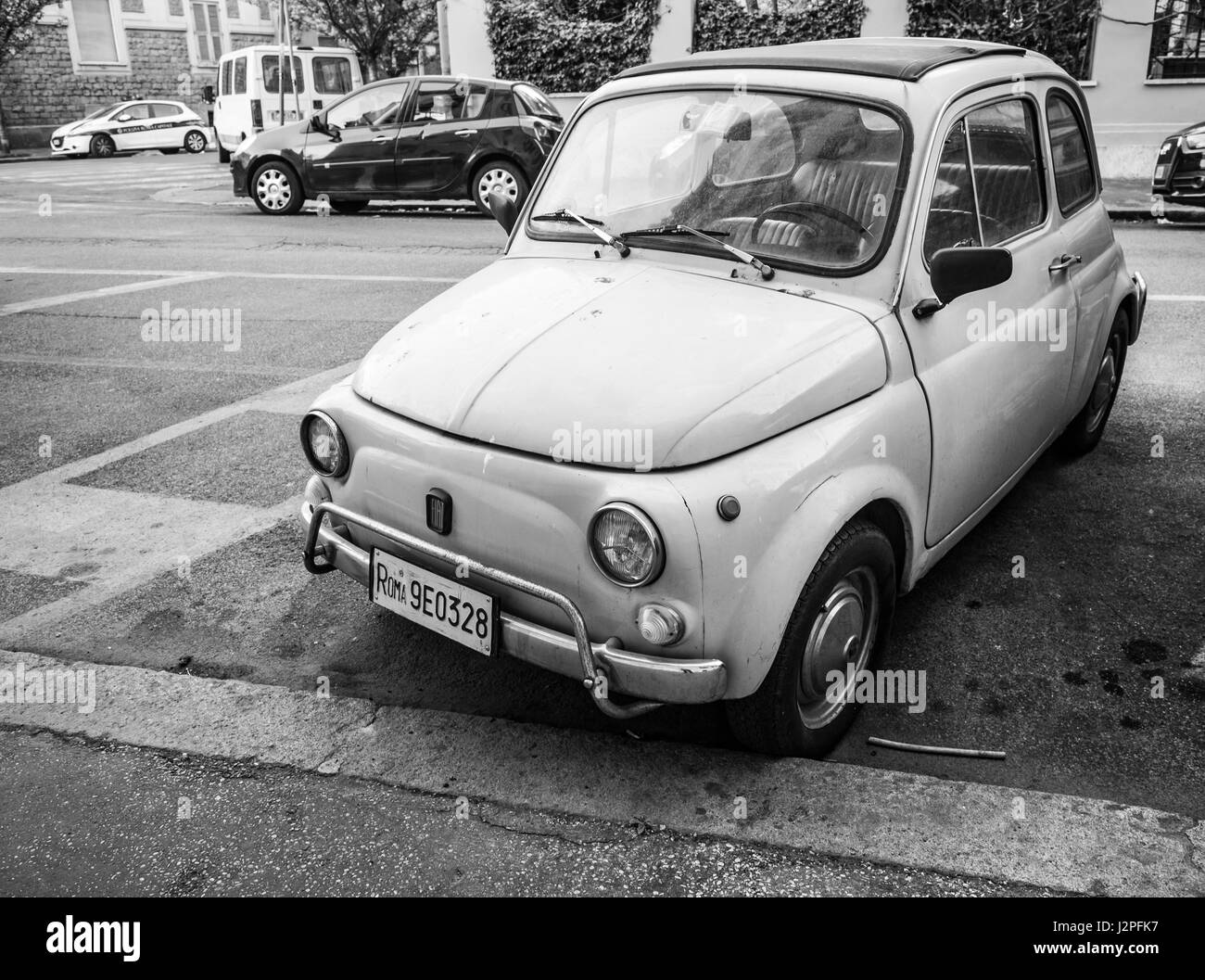 Tiny italian car Black and White Stock Photos & Images - Alamy