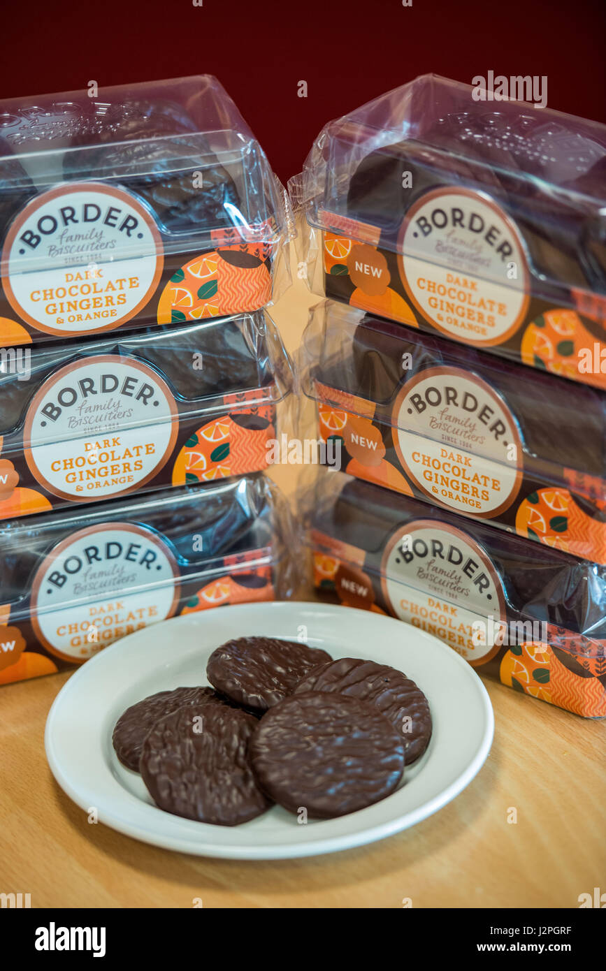 Photographer Ian Georgeson, 07921 567360 Border Biscuit launch a new range of Dark Chocolate Gingers and Orange, Stacey Byrne National Account Executi Stock Photo