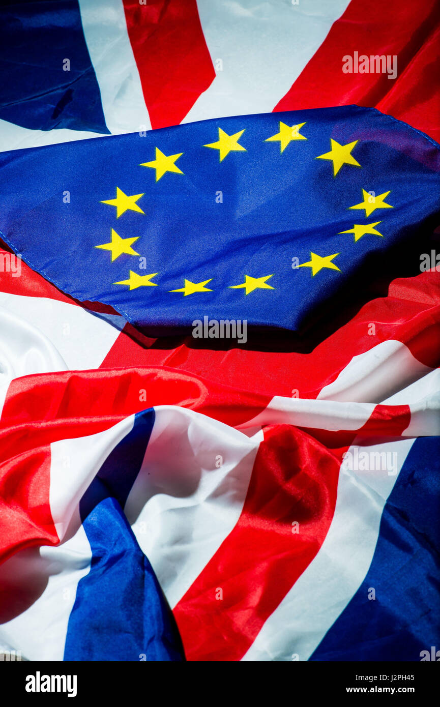 Union Jack, European union Flag, Euro, UK, Saltire, European Referendum Stock Photo