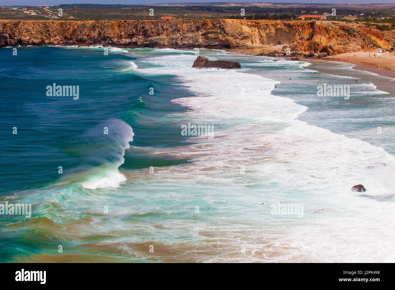 The beach on Algarve coast.  Continental Europe's most South-western point. Portugal Algarve Region Sagres Stock Photo
