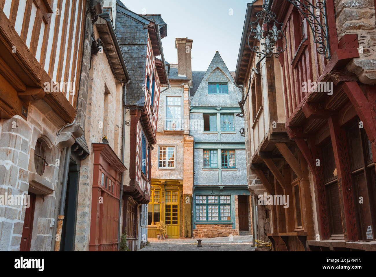 street old Breton town Vitre, France Stock Photo