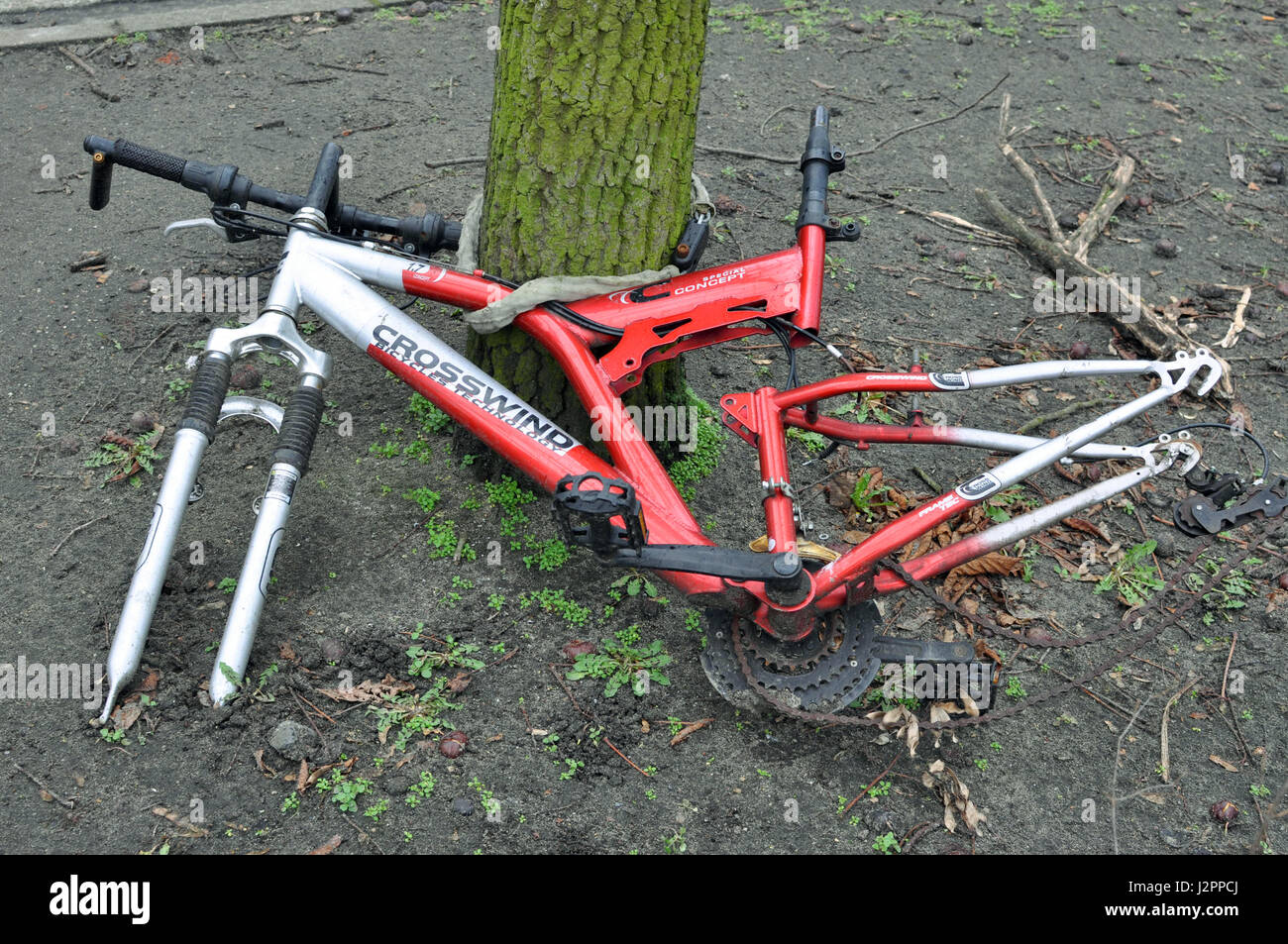 Fahrradwracks am Strassenrand / bike wracks at the road side Stock Photo