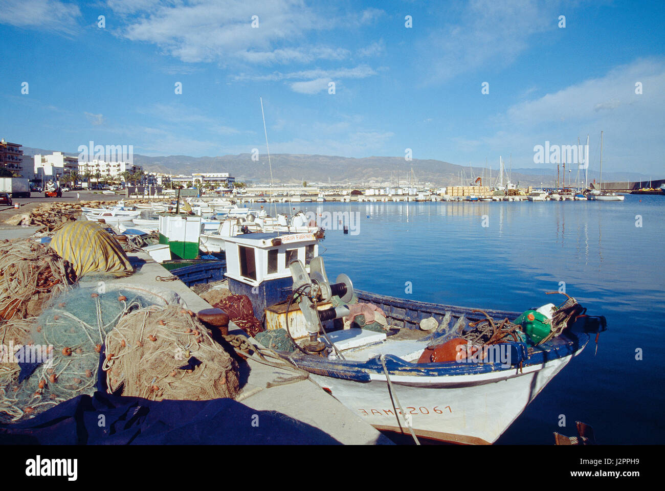Fishing boat at the harbour. Roquetas de Mar, Almeria province, Andalucia, Spain. Stock Photo
