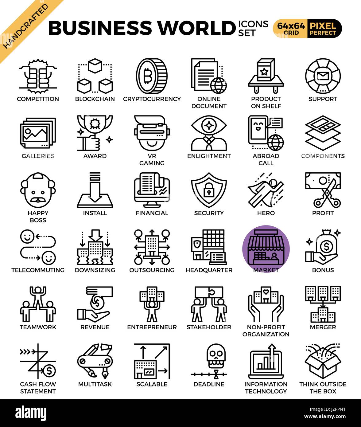 Business World concept detailed line icons set in modern line icon ...