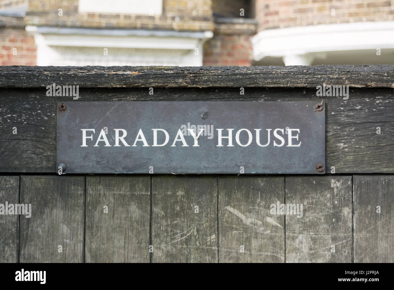 gate sign for faraday house, the grace and favour home of scientist