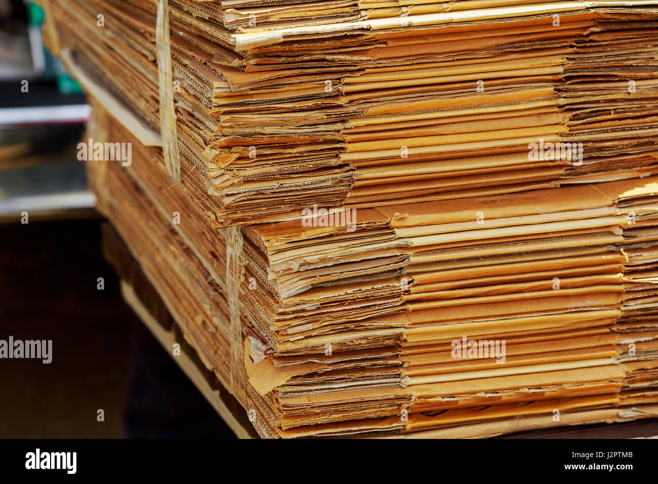 Stacking used cardboard box for recycling textured, waste, wavy, white ...