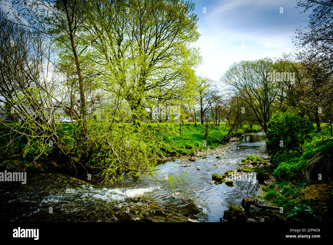 The Lyne Water in the village of West Linton, Scottish Borders Stock