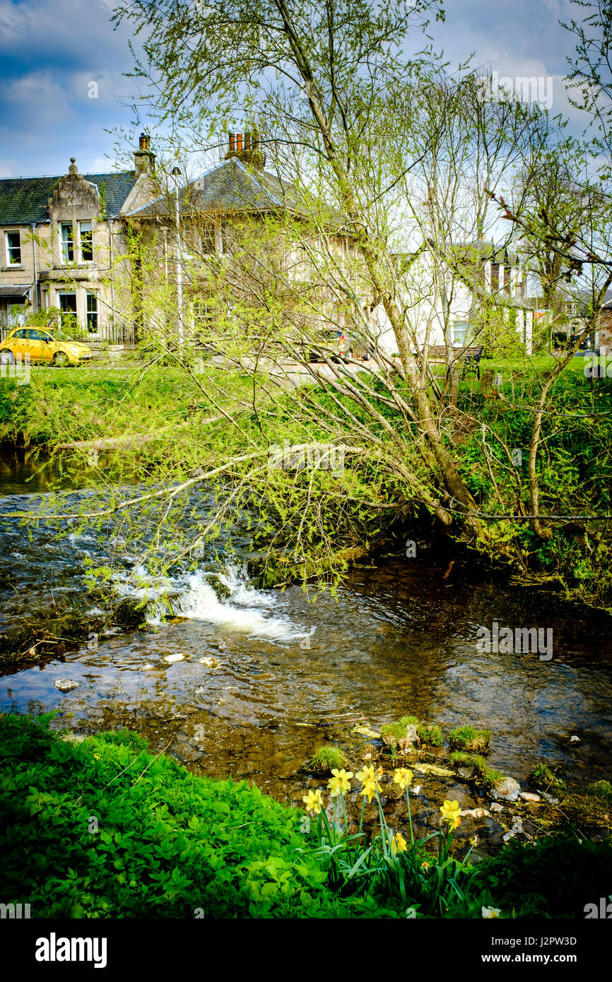 The Lyne Water in the village of West Linton, Scottish Borders Stock Photo Alamy