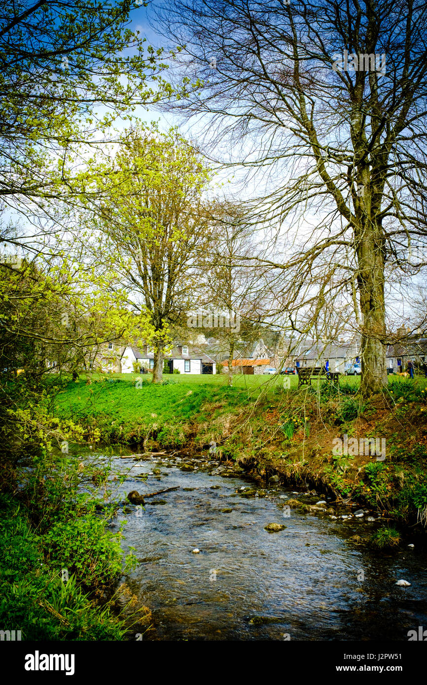 The Lyne Water in the village of West Linton, Scottish Borders Stock Photo