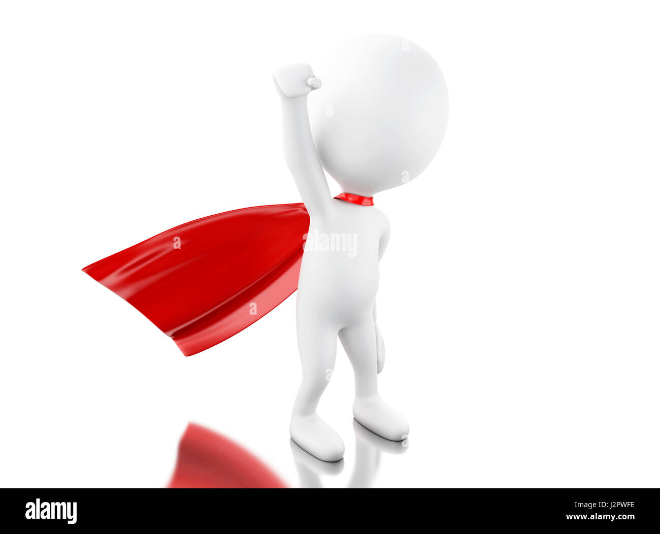 3d renderer image. Super hero with red cape. Isolated white background. Stock Photo