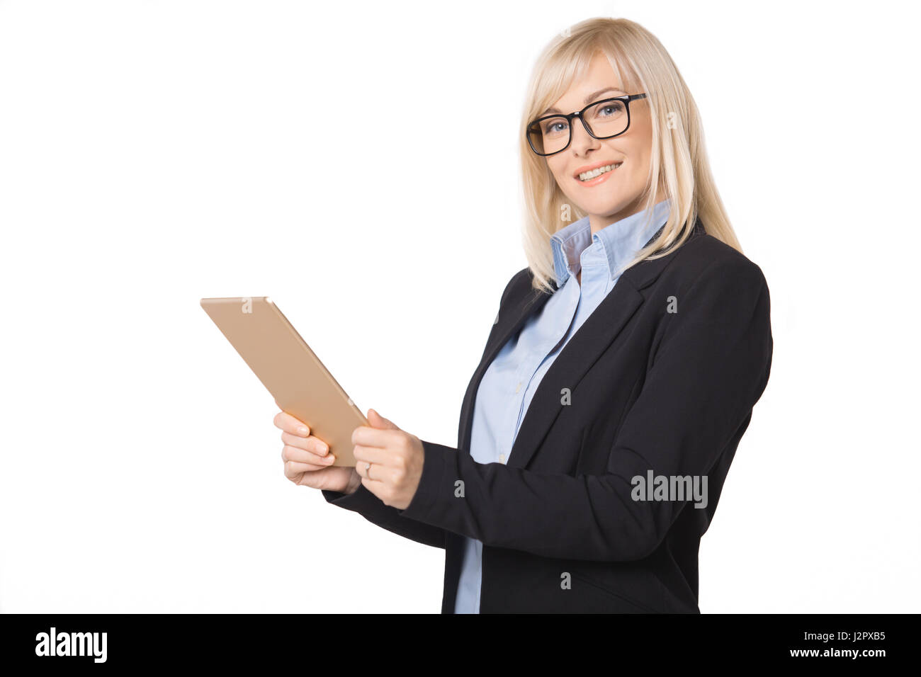 Young business woman portrait isolated on white Stock Photo - Alamy