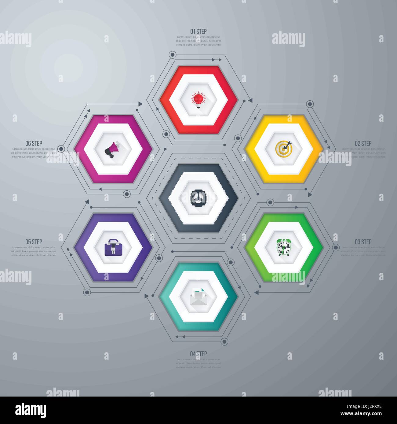 Infographics template 6 options with hexagon Stock Vector Image & Art ...