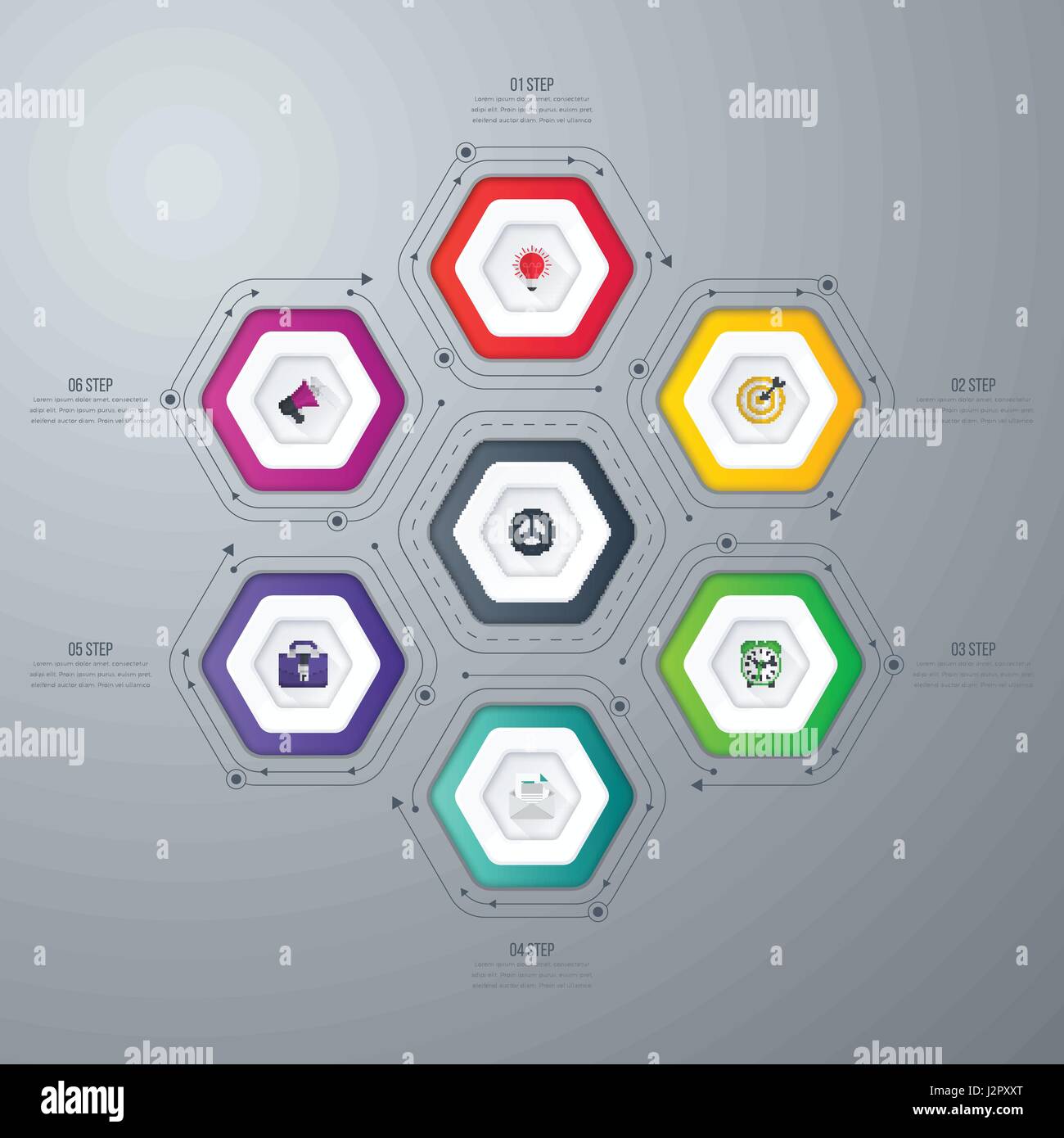 Infographics template 6 options with hexagon Stock Vector Image & Art ...