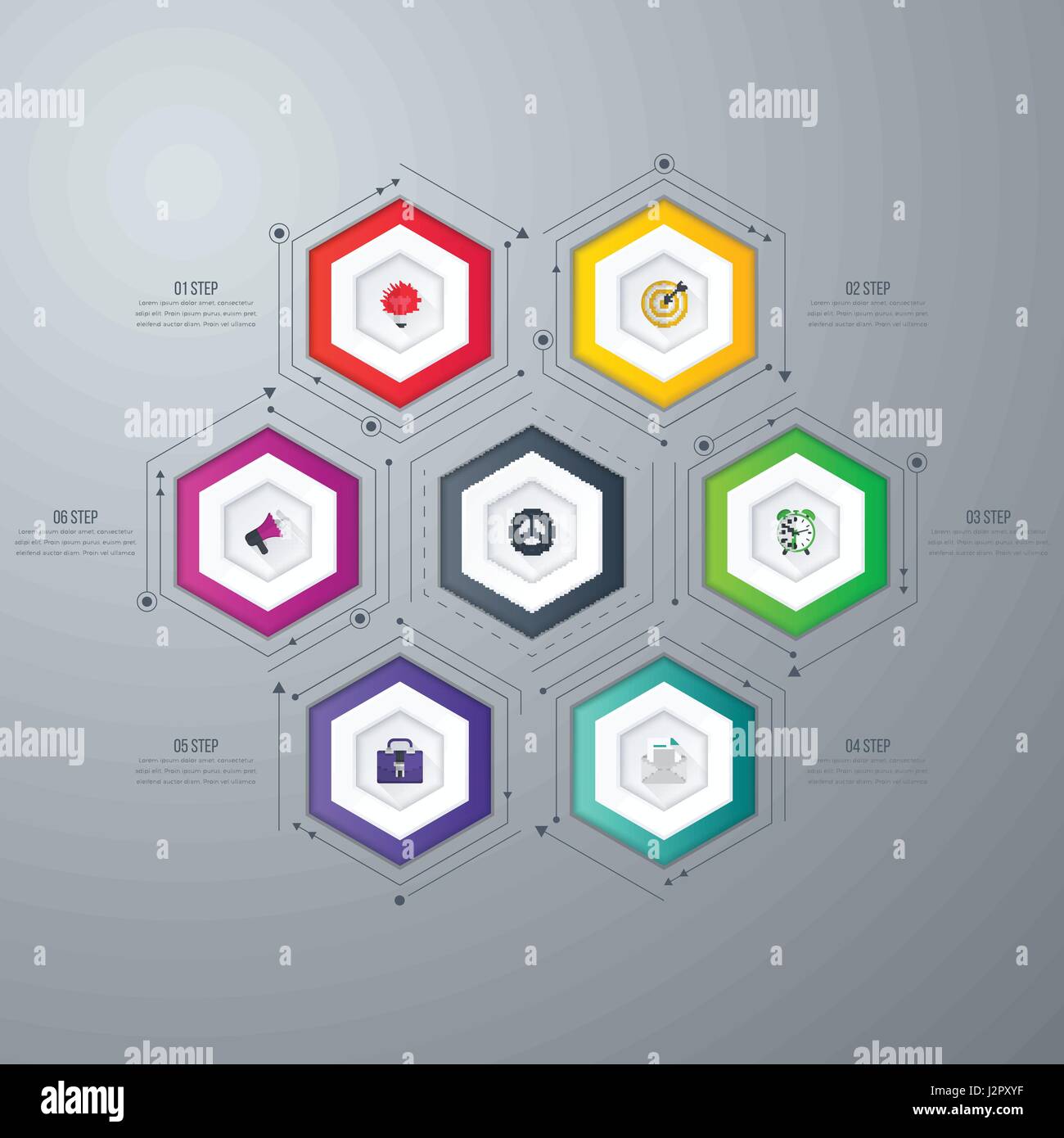 Infographics template 6 options with hexagon Stock Vector Image & Art ...