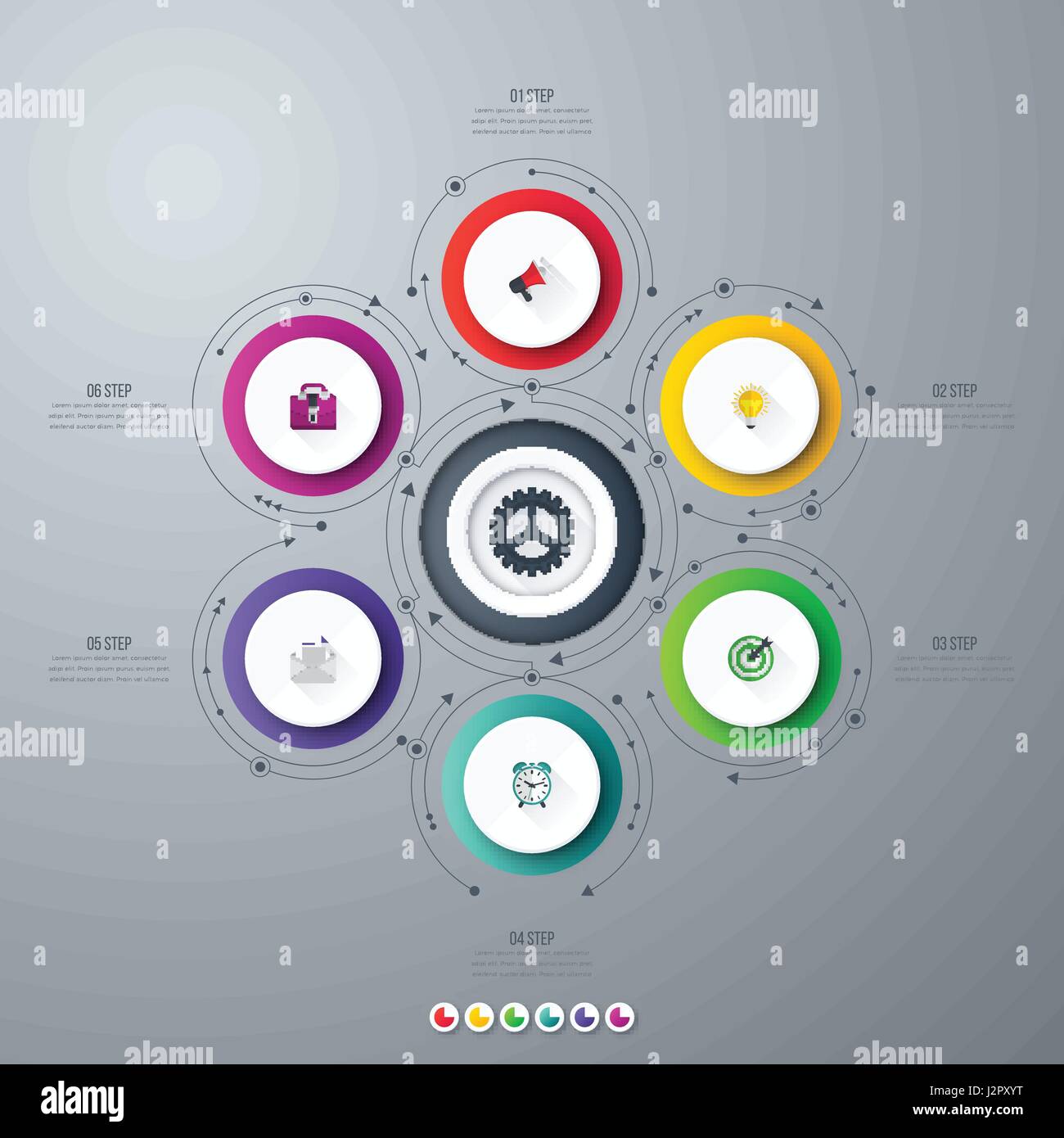 Infographics template 6 options with circle Stock Vector Image & Art ...
