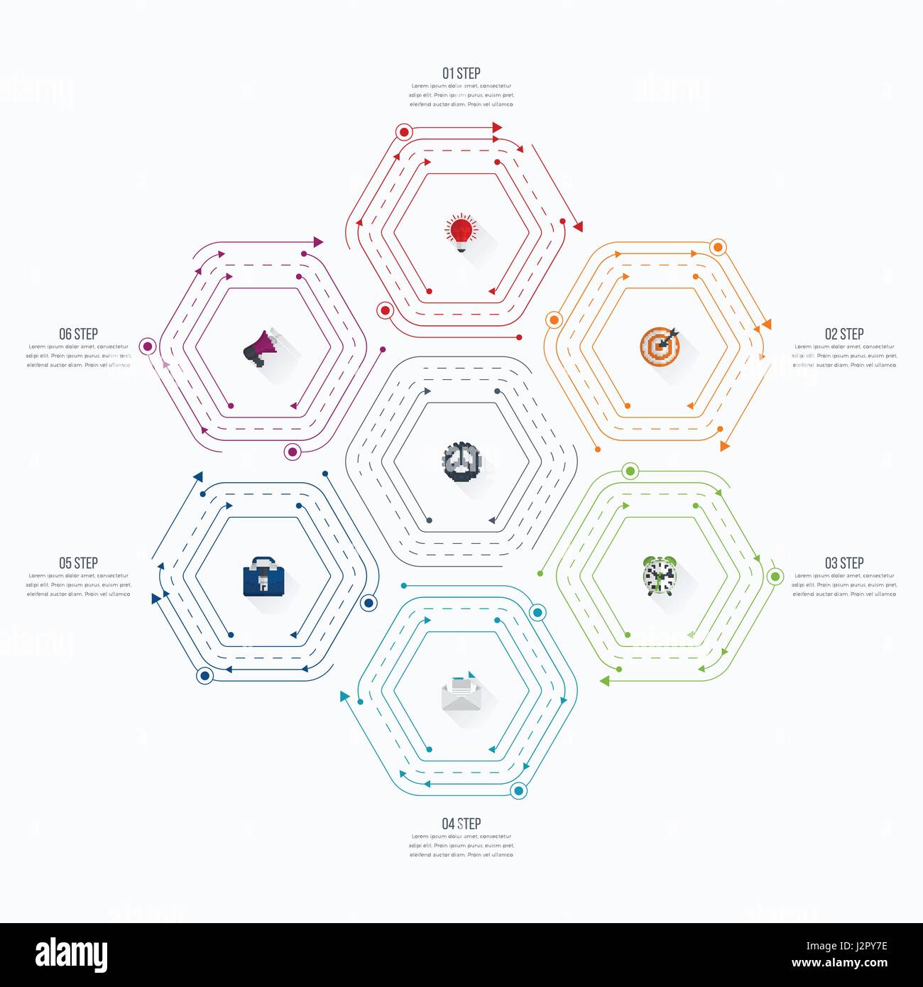 Infographics template 6 options with hexagon Stock Vector Image & Art ...