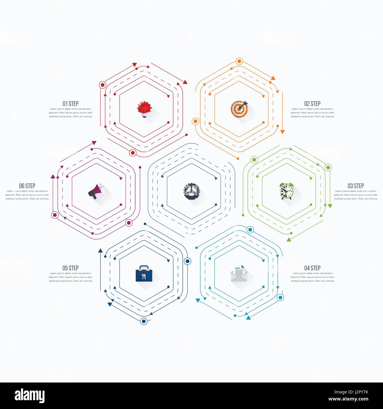 Infographics template 6 options with hexagon Stock Vector Image & Art ...