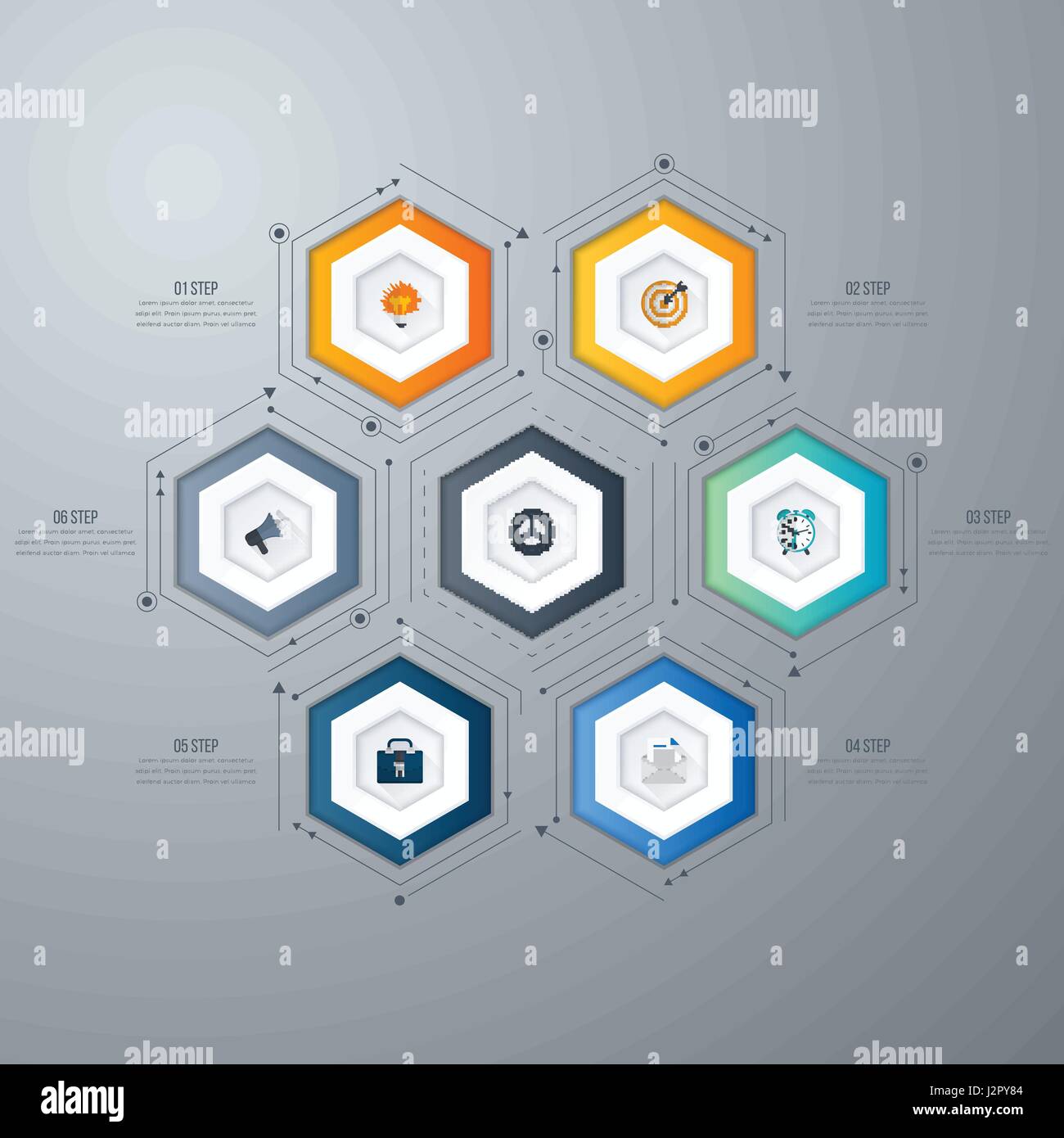 Infographics template 6 options with hexagon Stock Vector Image & Art ...