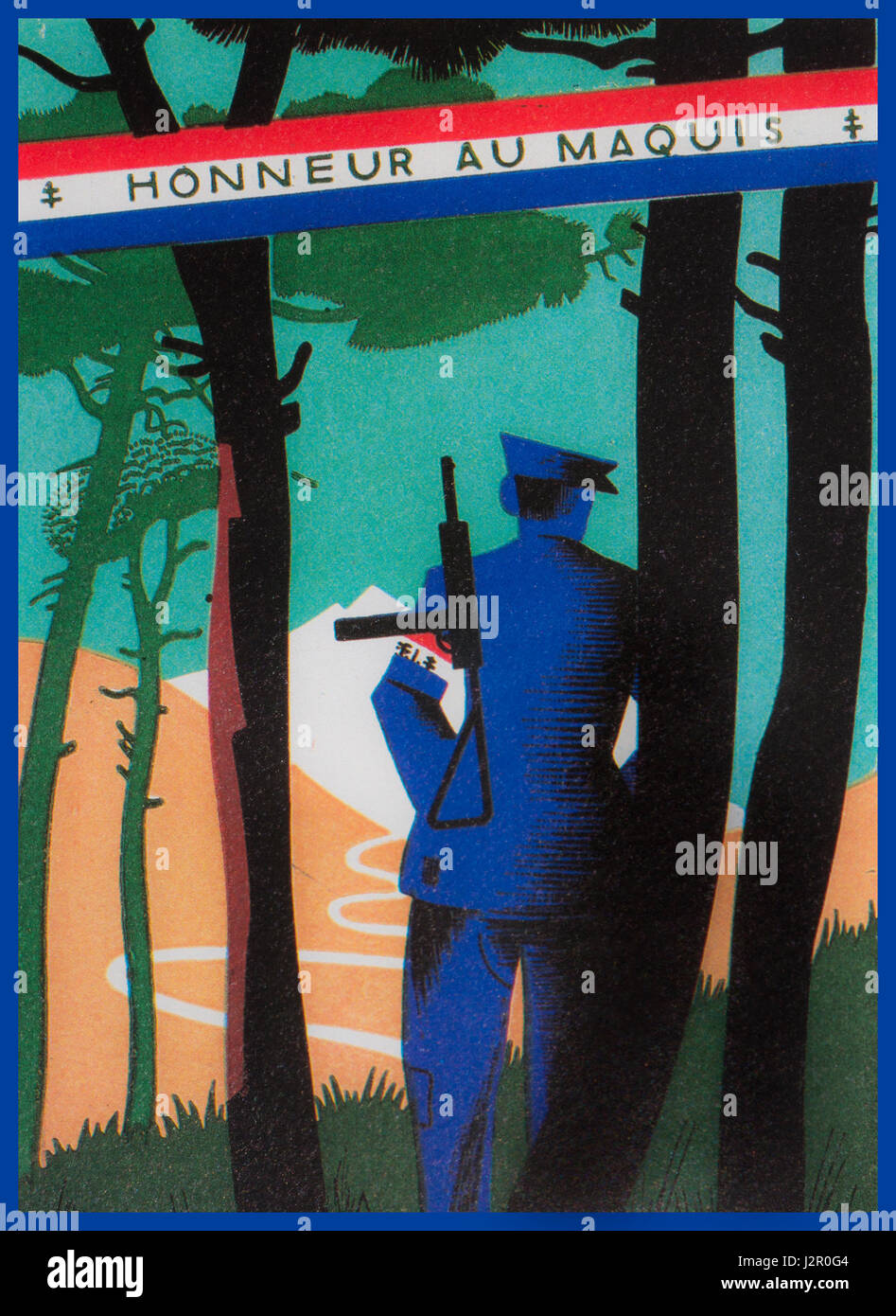 FRENCH RESISTANCE 1940 s WW2 French Propaganda Poster For The Maquis 
