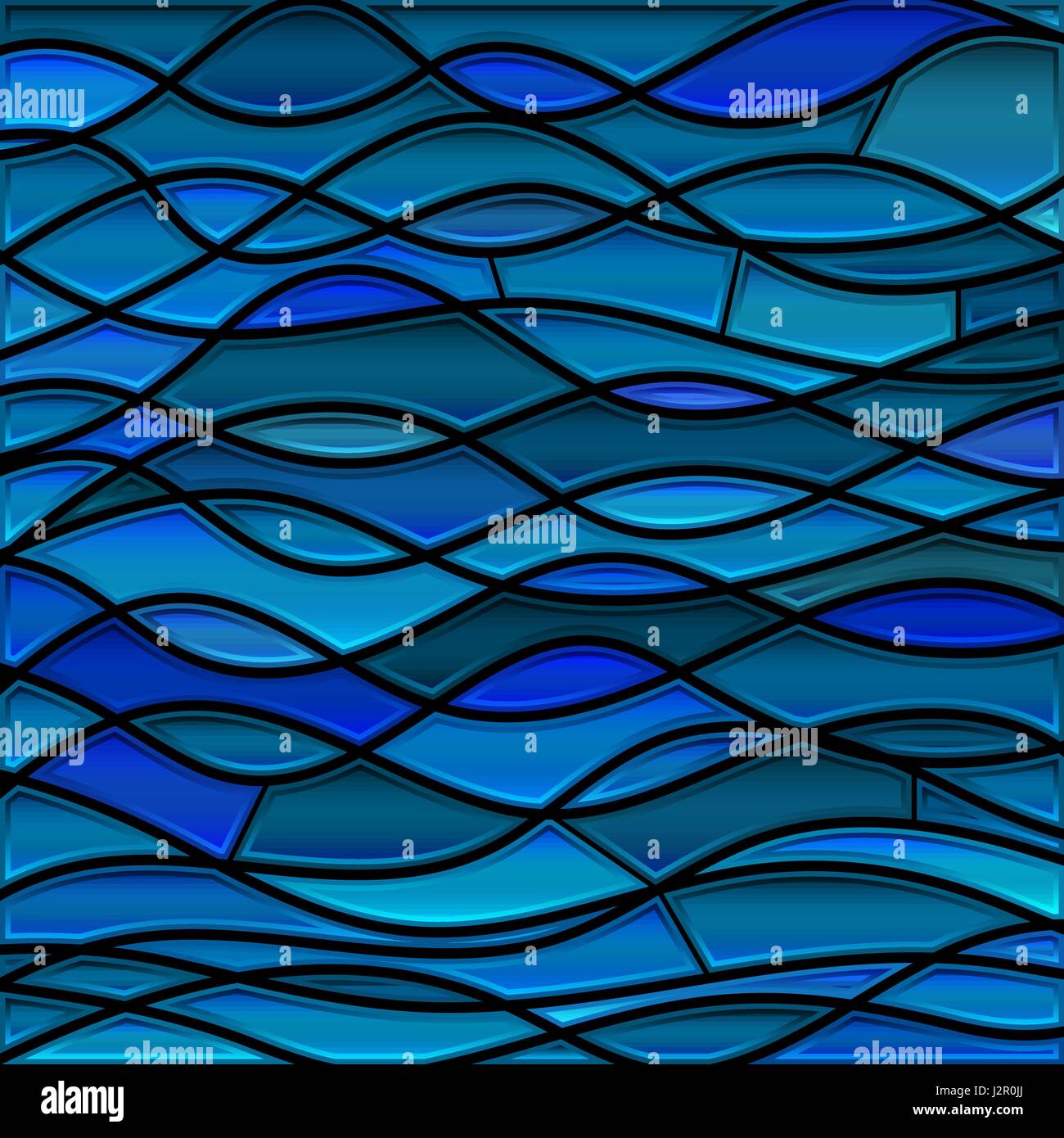 abstract vector stained-glass mosaic background - blue and gray waves ...
