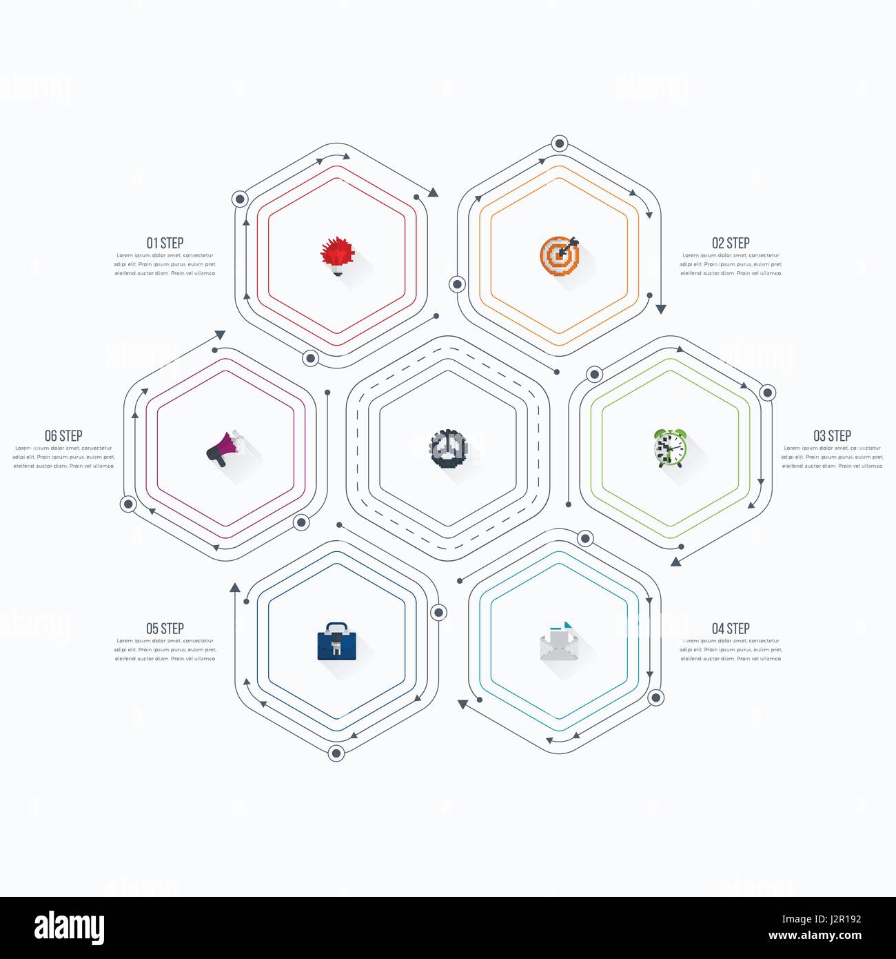 Infographics template 6 options with hexagon Stock Vector Image & Art ...