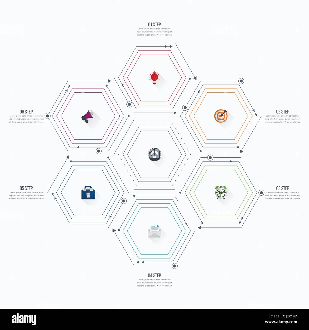 Infographics template 6 options with hexagon Stock Vector Image & Art ...