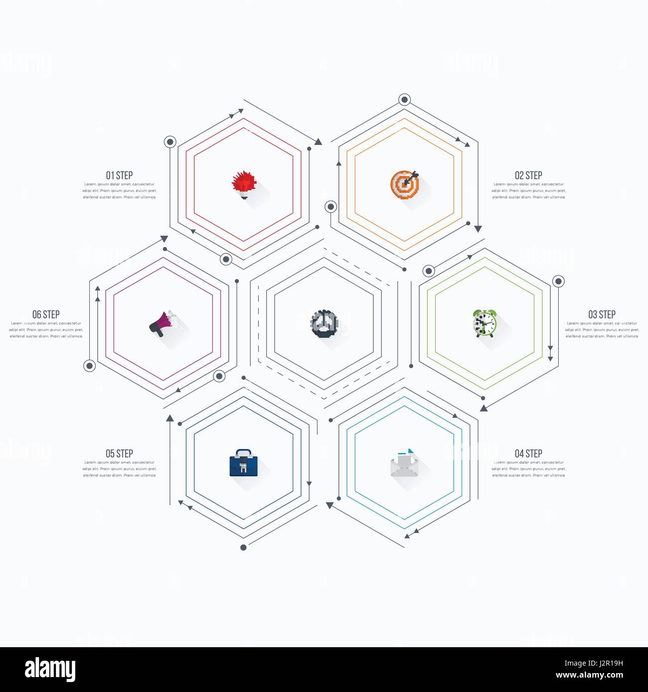 Infographics template 6 options with hexagon Stock Vector Image & Art ...