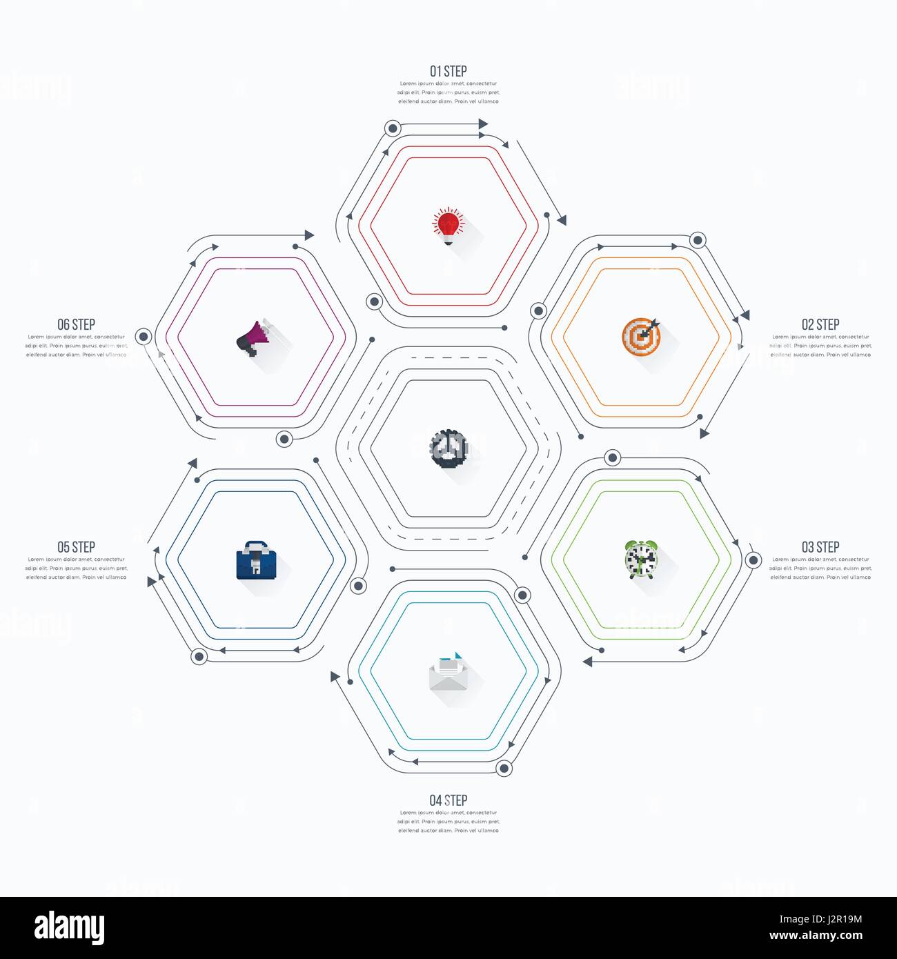 Infographics template 6 options with hexagon Stock Vector Image & Art ...