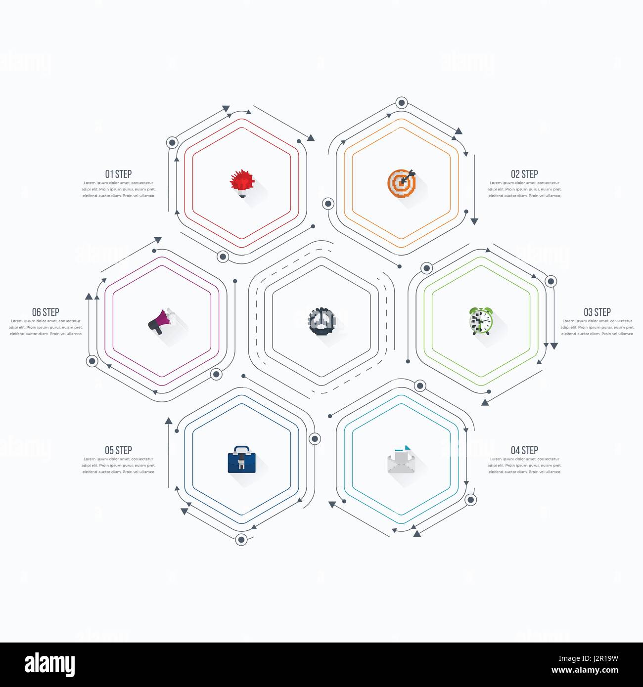 Infographics template 6 options with hexagon Stock Vector Image & Art ...