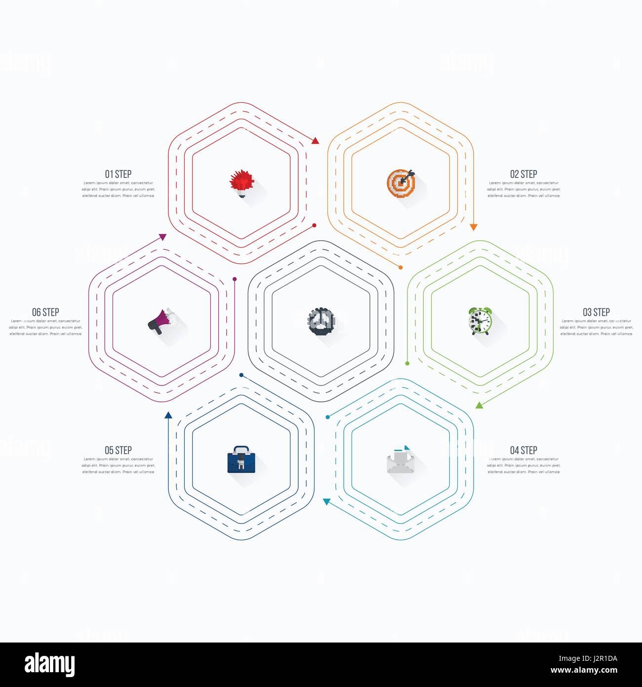 Infographics template 6 options with hexagon Stock Vector Image & Art ...