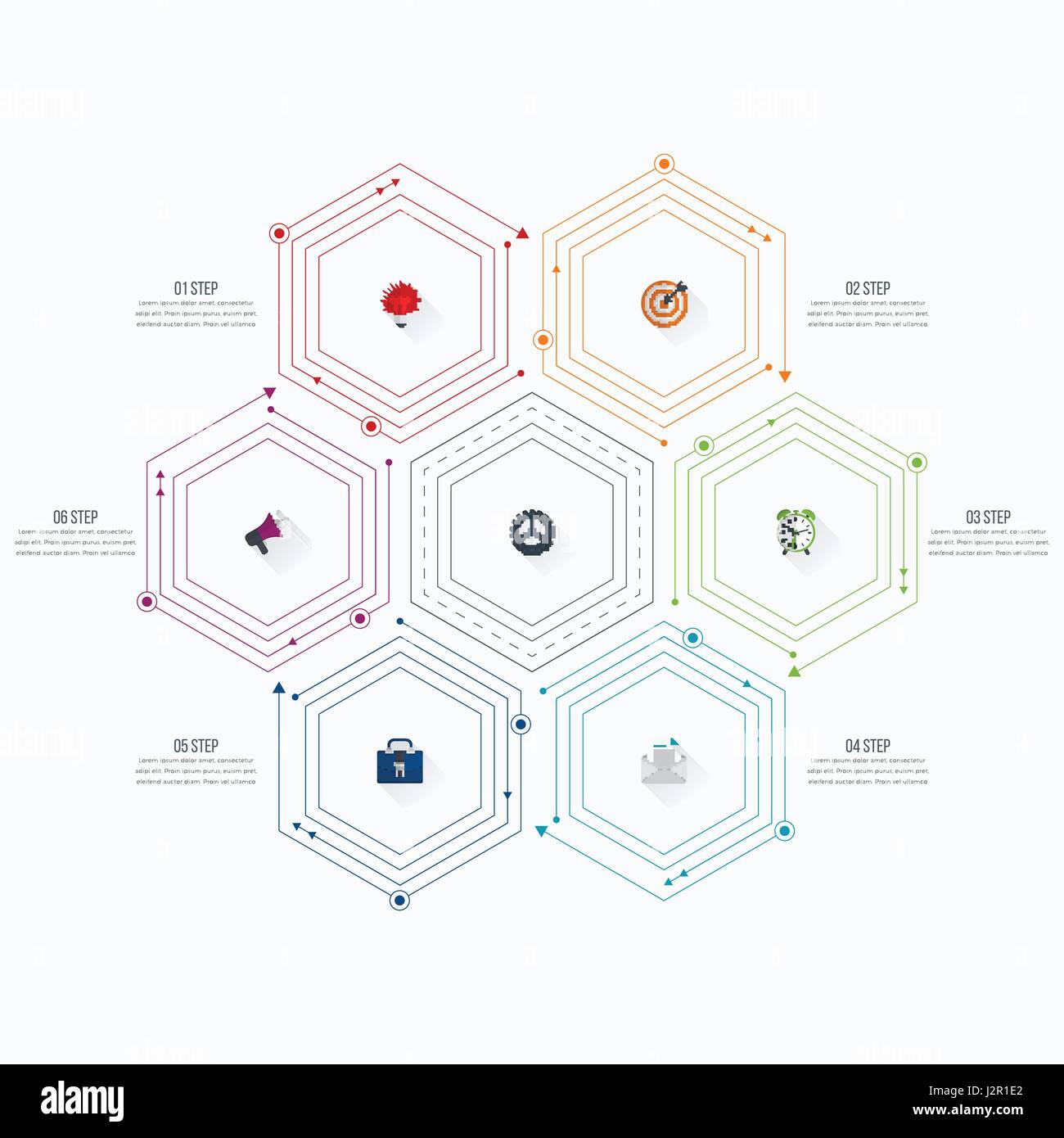 Infographics template 6 options with hexagon Stock Vector Image & Art ...