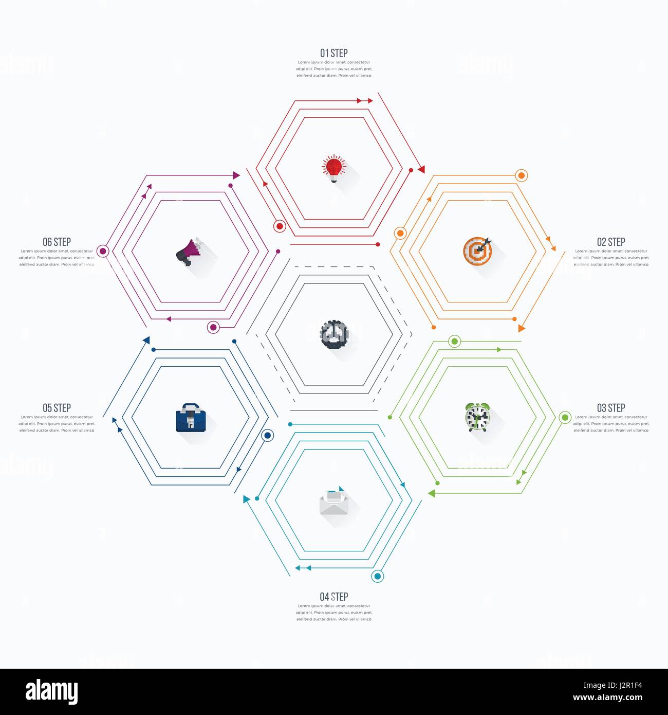 Infographics template 6 options with hexagon Stock Vector Image & Art ...