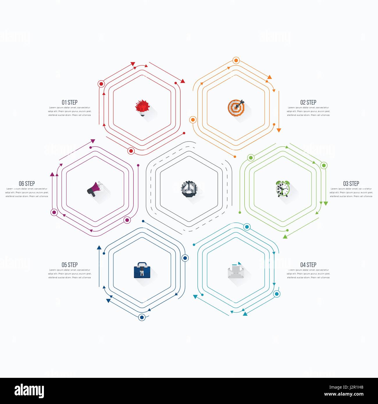 Infographics template 6 options with hexagon Stock Vector Image & Art ...