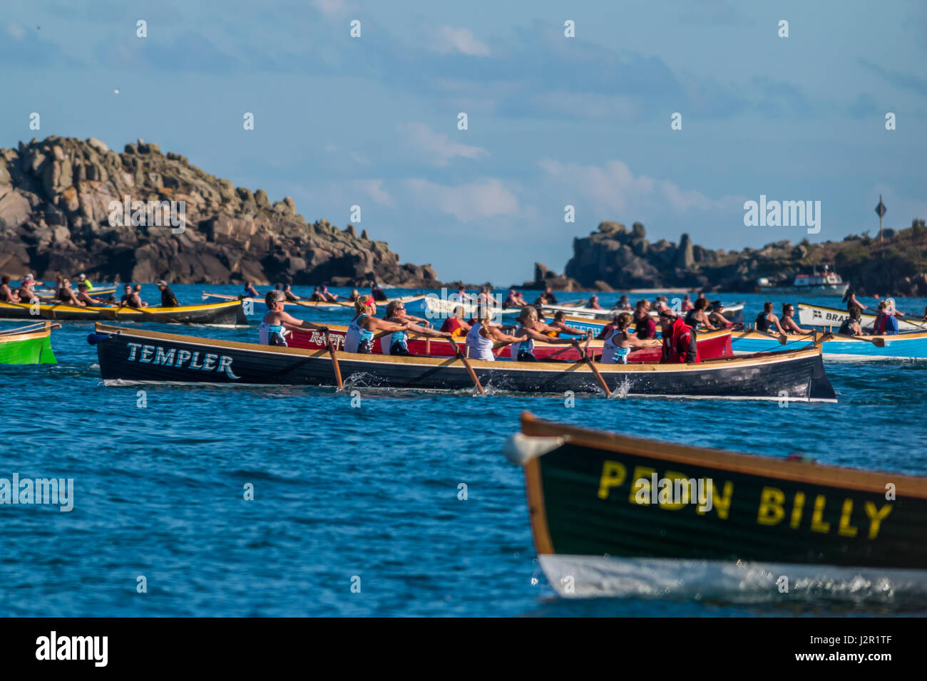 The annual Isles of Scilly World Pilot Gig Championships, April, 2017 Stock Photo
