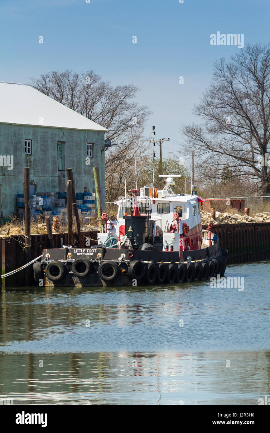 BelFORD, NEW JERSEY April 11, 2017 The Little Toot tugboat is docked