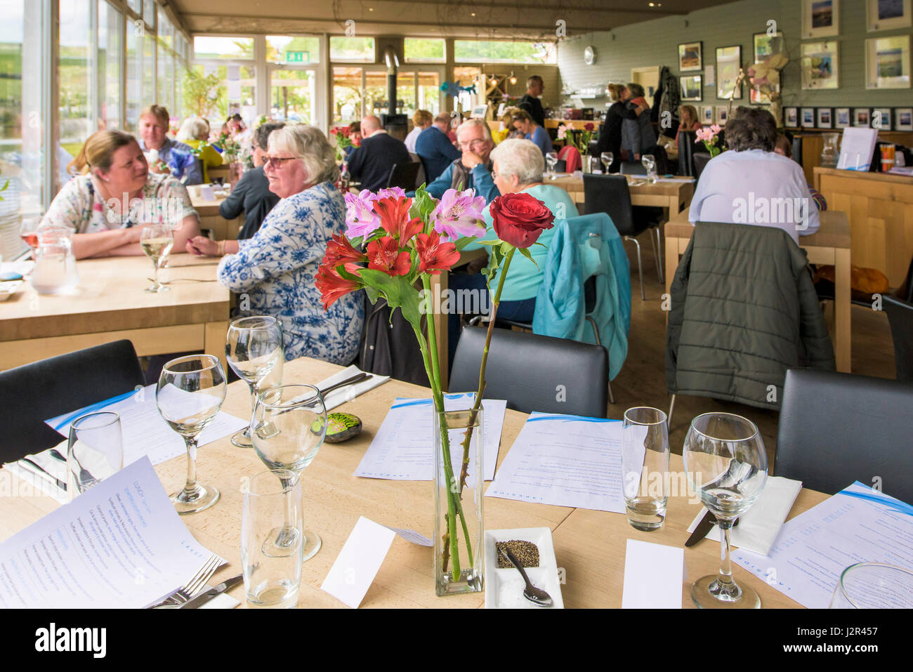 Restaurant Interior Customers Dining Busy Eating out Lunchtime Celebration Celebrating Enjoying Enjoyment Atmosphere Relaxing Stock Photo