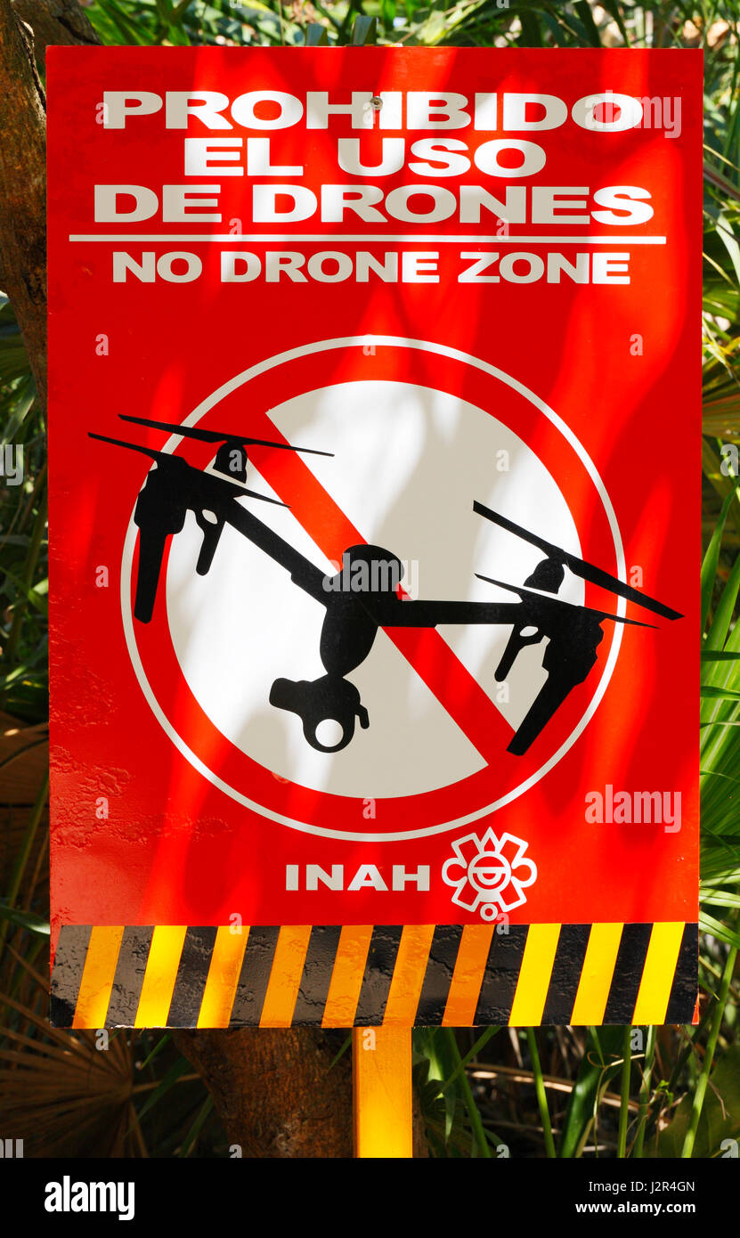 Restricted drone area in Tulum Mexico Stock Photo