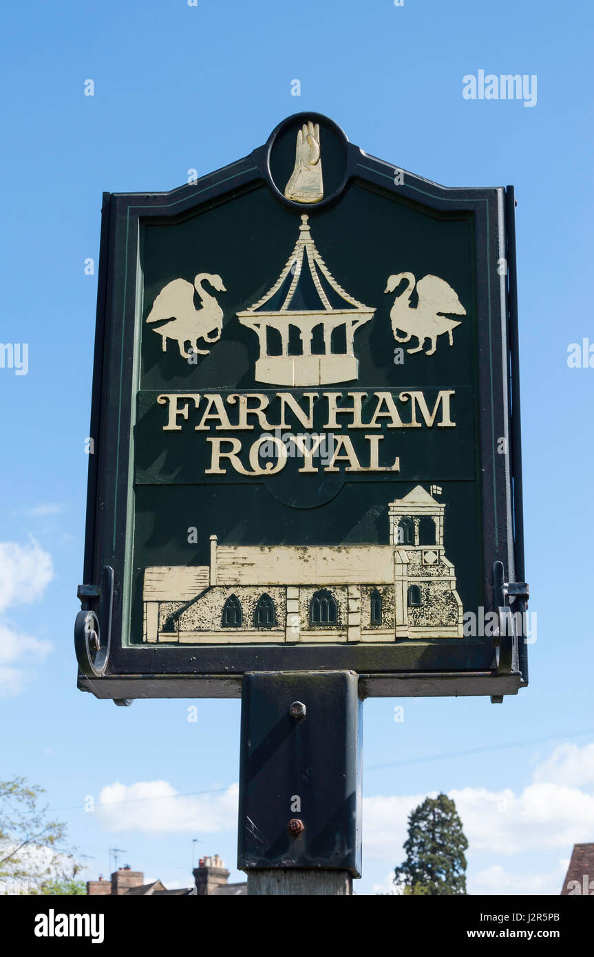 Village sign, Farnham Royal, Buckinghamshire, England, United Kingdom