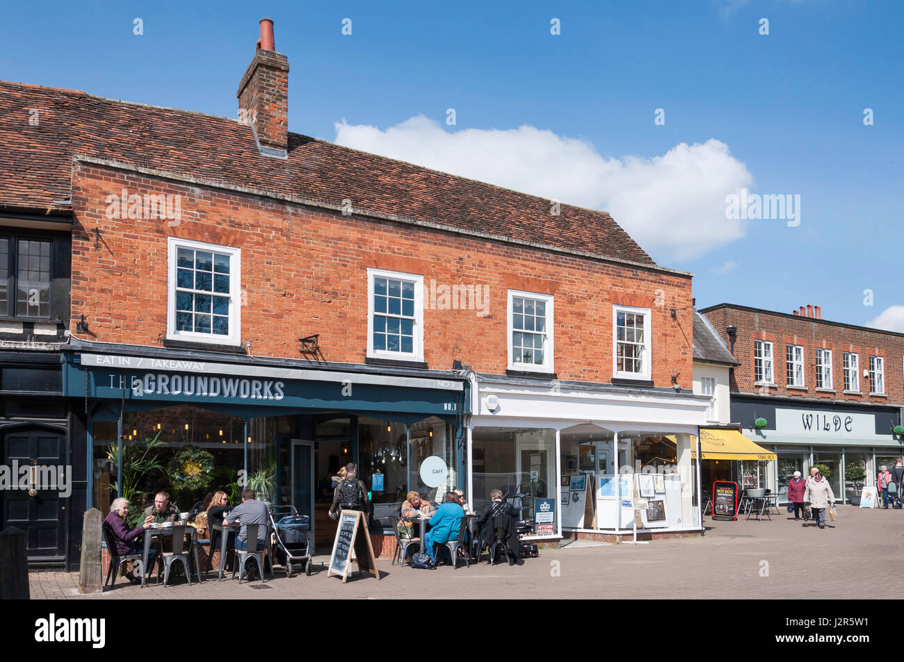 The Groundworks Cafe, Church Yard, Hitchin, Hertfordshire, England, United Kingdom Stock Photo