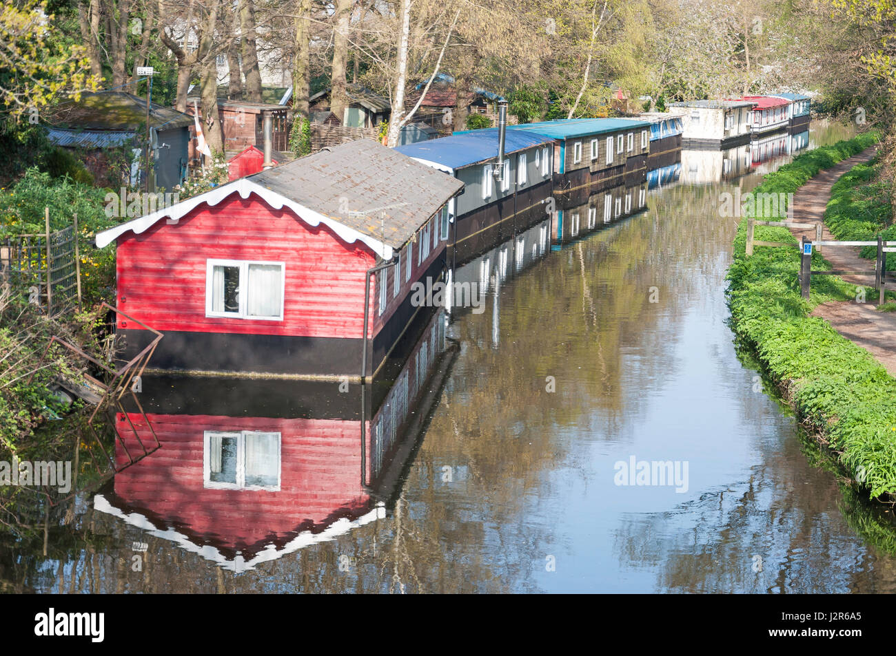 Houseboats on Basingstoke Canal, West Byfleet, Surrey, England, United Kingdom Stock Photo Alamy