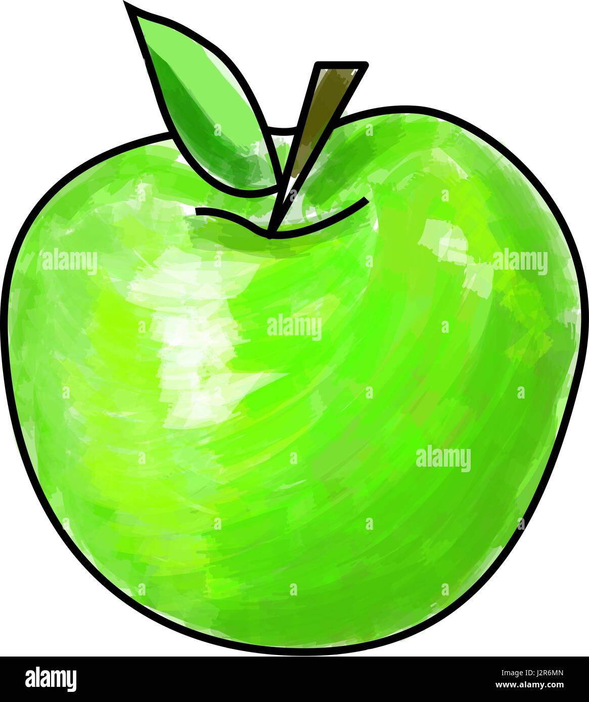 Cartoon green apple made with drawing brush Stock Vector Image & Art - Alamy