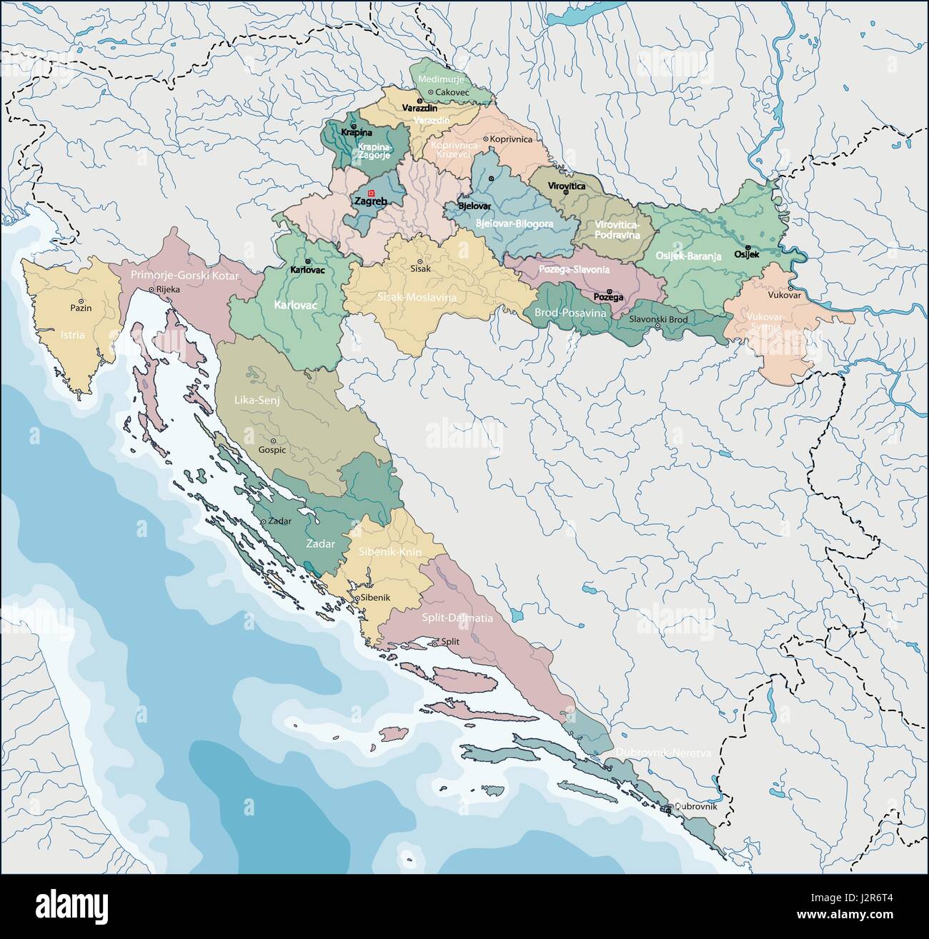 Map of Croatia Stock Vector