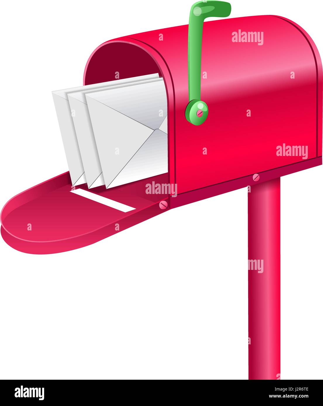 Outdoor red mailbox full of letters Stock Vector