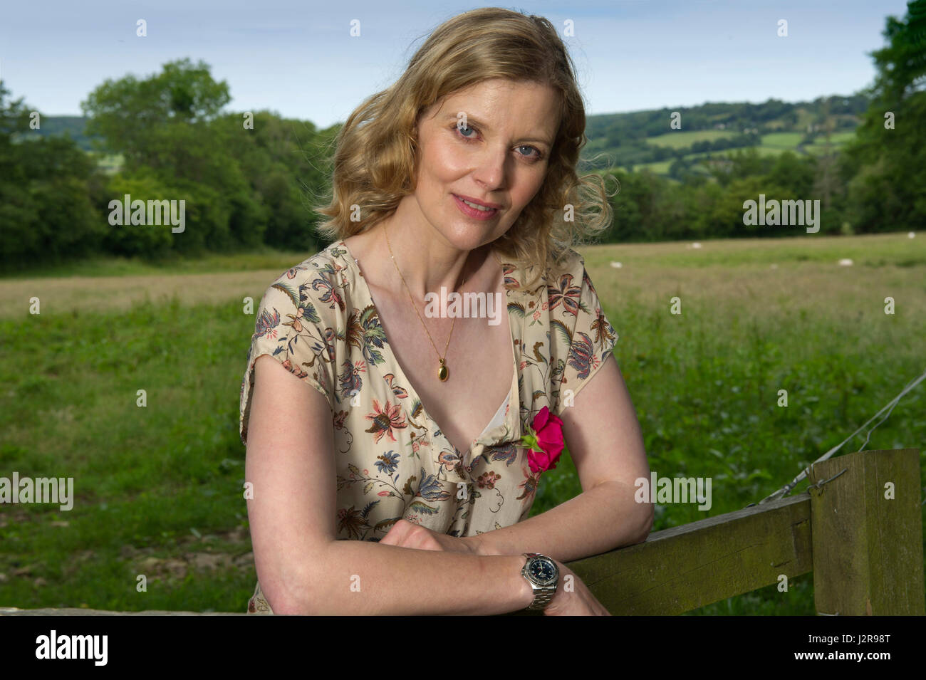 Lucy Akhurst at her home, Oxenpark Farm, Hemyock, Devonshire, UK Stock Photo