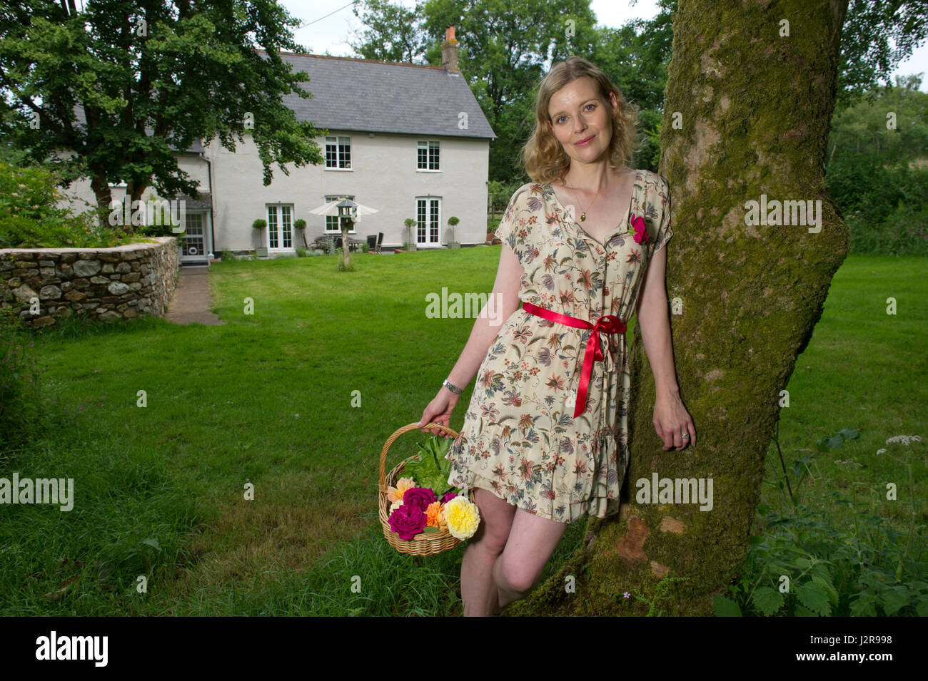 Lucy Akhurst at her home, Oxenpark Farm, Hemyock, Devonshire, UK Stock Photo