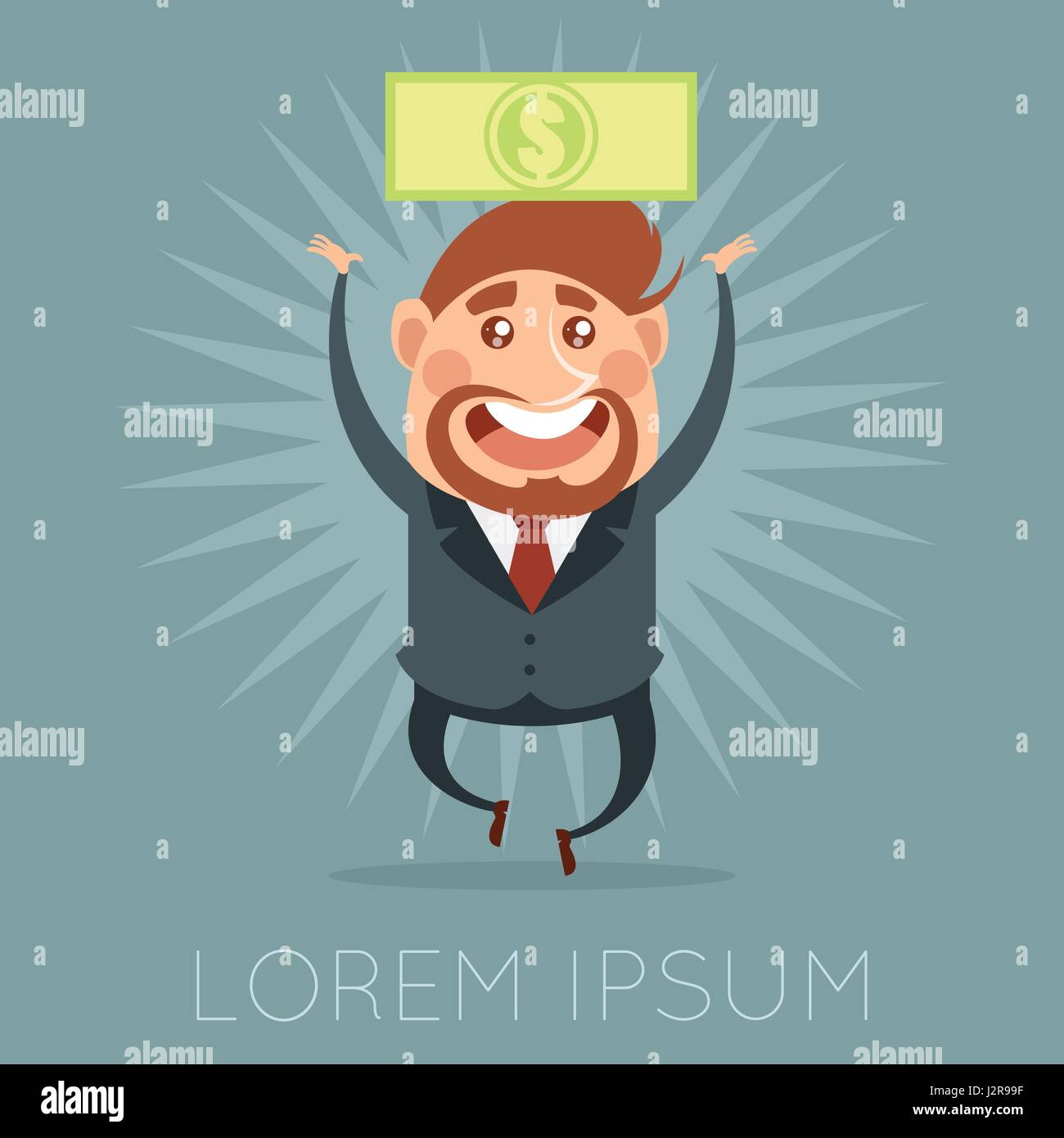 Happy businessman and its money Stock Vector