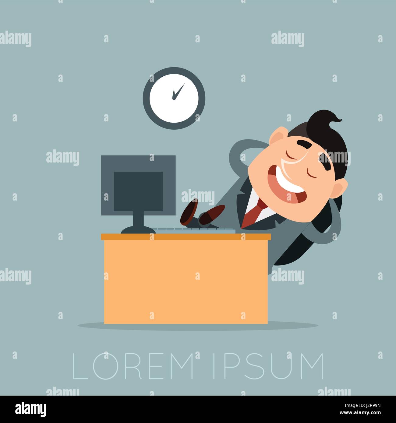 Business concept of a lazy worker at his work Stock Vector